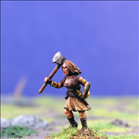 Female Warrior 3 with Dual Hand Weapons - Side View